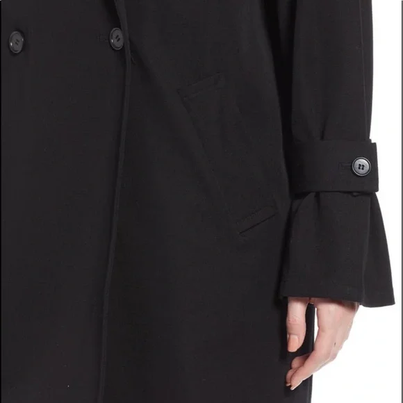 NEW SOMETHING NAVY Black Easy Oversized Tench Coat Size Medium - Picture 4 of 7